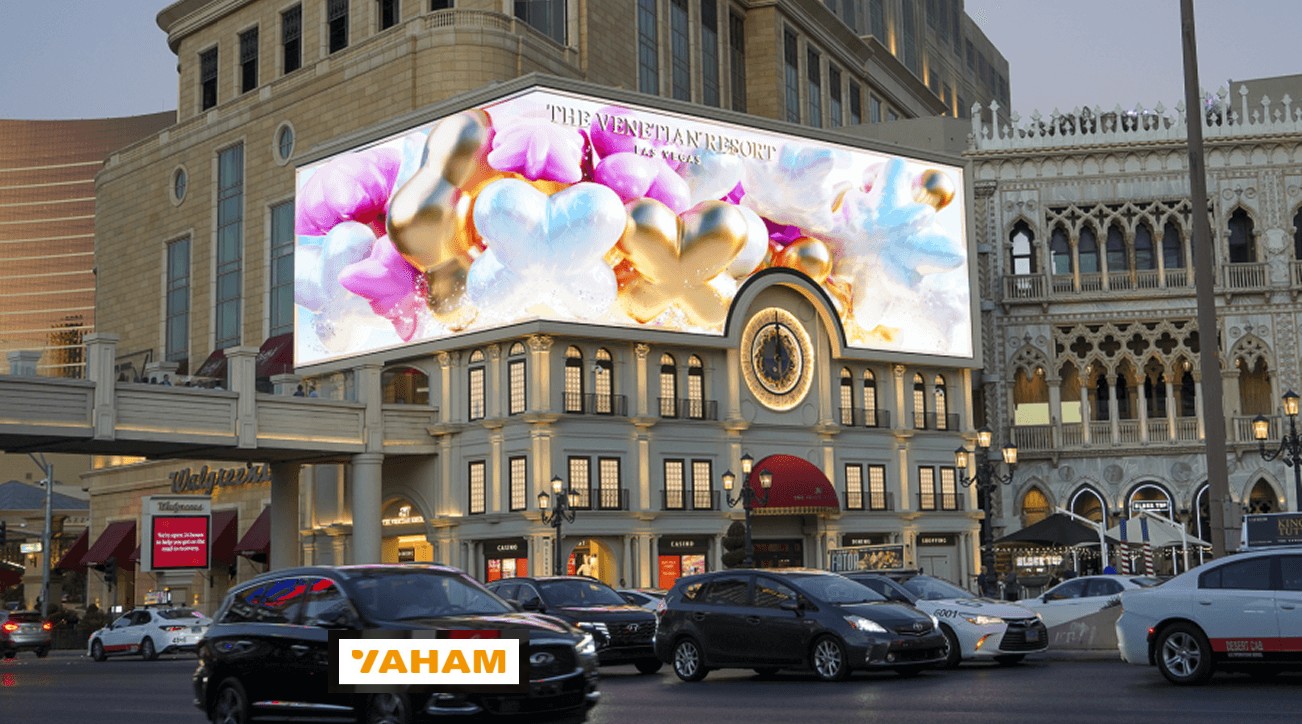 Venetian Resort Las Vegas – Yaham LED-Display mit Yaham-Logo